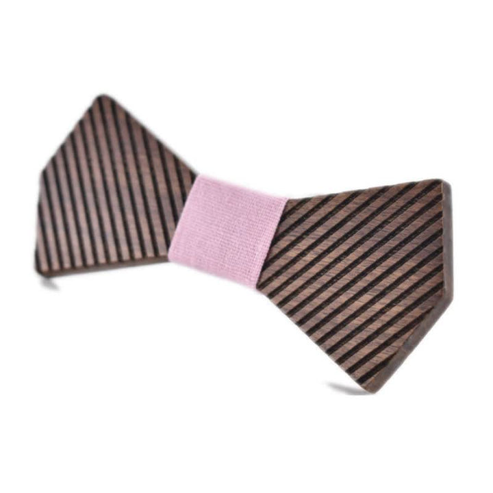Papillon in legno a righe eleganti da uomo in noce nero