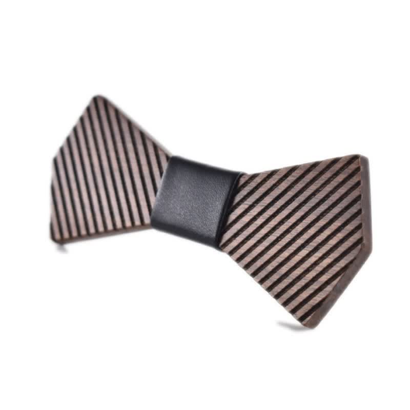 Papillon in legno a righe eleganti da uomo in noce nero