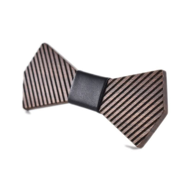 Papillon in legno a righe eleganti da uomo in noce nero