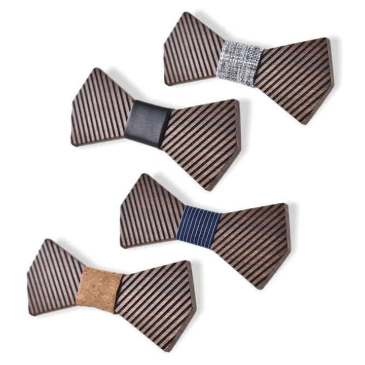 Papillon in legno a righe eleganti da uomo in noce nero