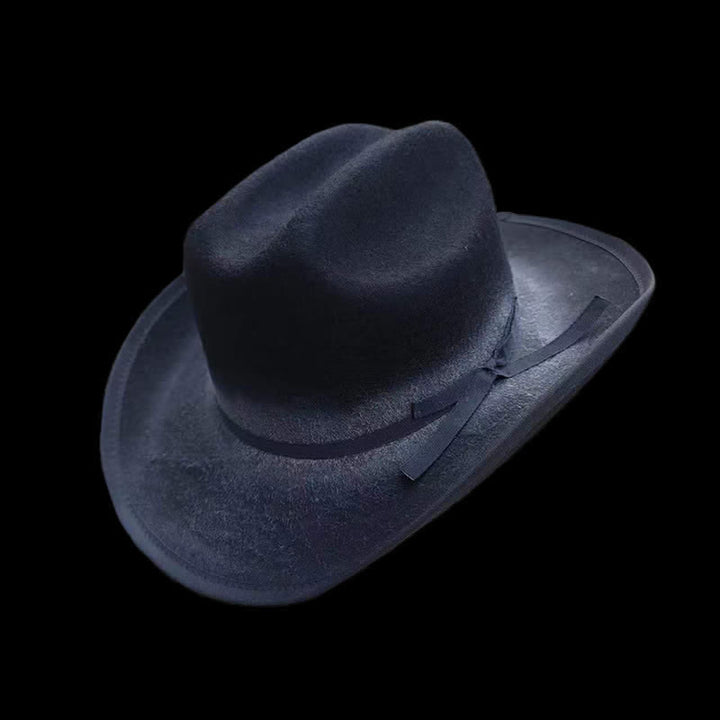 Cappello da cowboy in lana con fiocco nero invecchiato