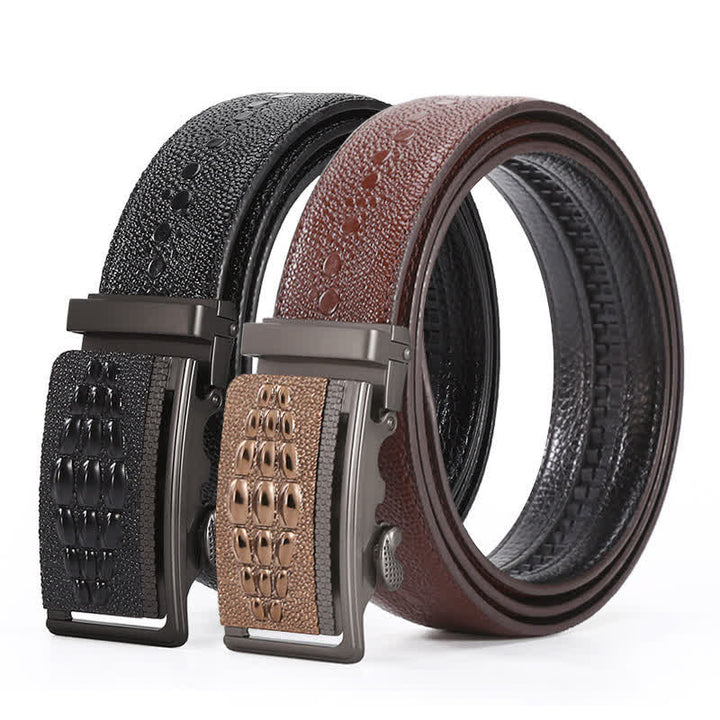 Cintura da uomo formale in pelle con chiusura automatica con motivo coccodrillo