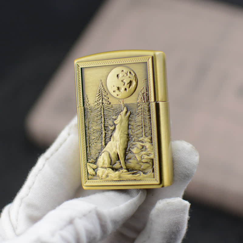 Accendino ricaricabile a butano con mola Howling Wolf