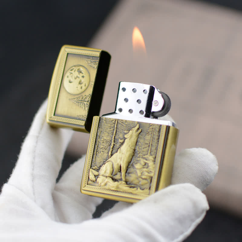 Accendino ricaricabile a butano con mola Howling Wolf