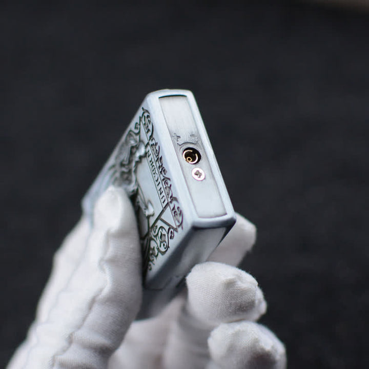 Accendino a butano ricaricabile con mola a rilievo unicorno