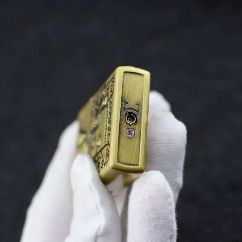 Accendino a butano ricaricabile con mola a rilievo unicorno