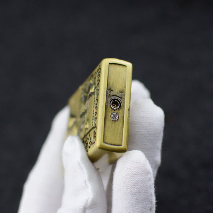 Accendino a butano ricaricabile con mola a rilievo unicorno