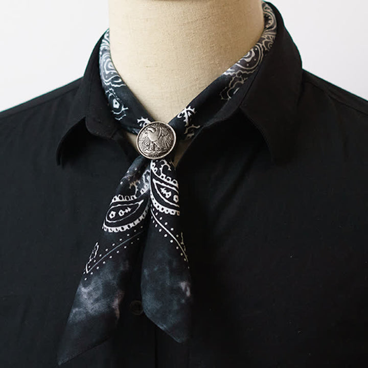 Sciarpa quadrata Paisley Acidwash con fibbia per sciarpa