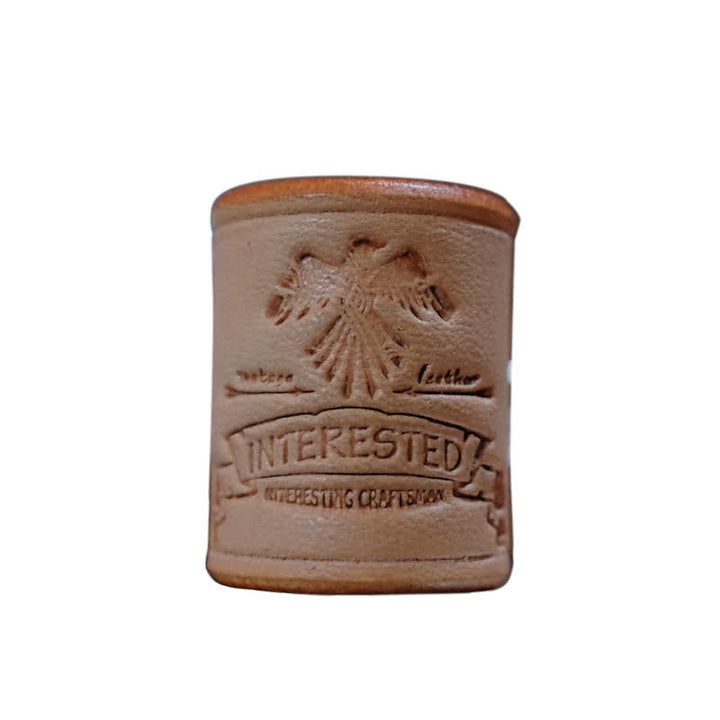 Anello per sciarpa in pelle conciata al vegetale con aquila in rilievo