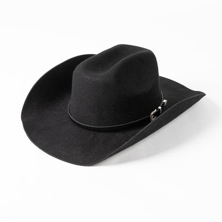 Cappello da cowboy con cinturino in pelle nera di vari colori