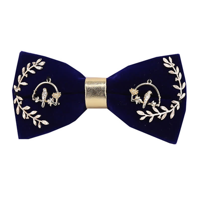Papillon da uomo con decorazione in foglia di metallo con applicazione in oro