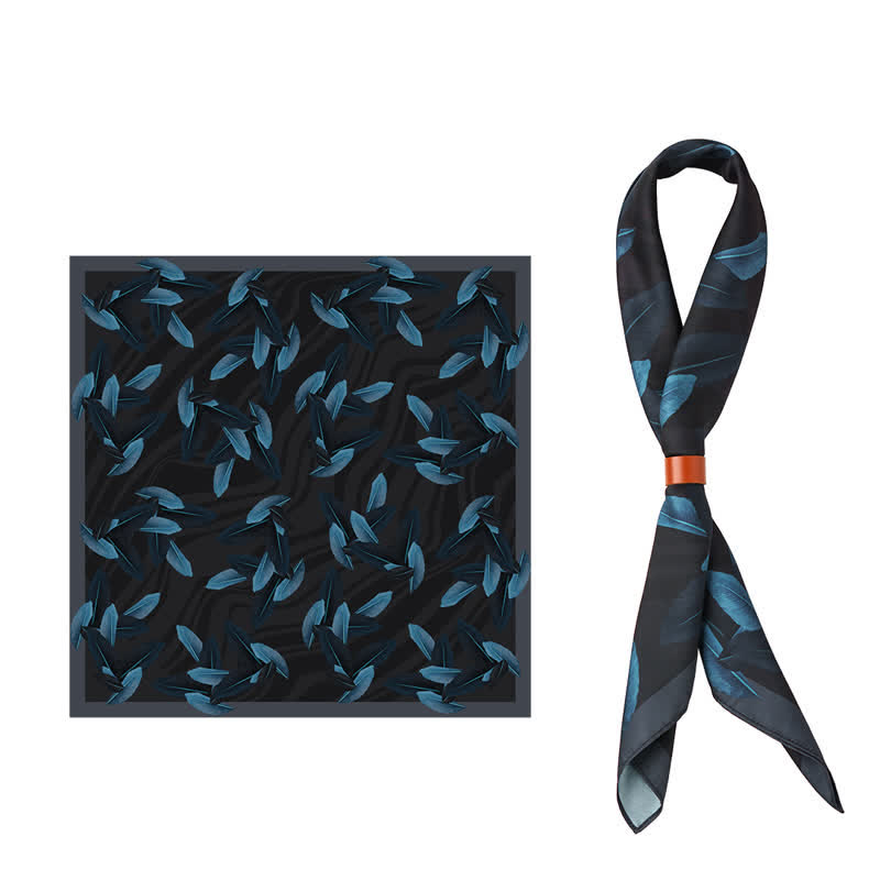 Sciarpa quadrata floreale Strelitzia Reginae DarkSlateGray e blu