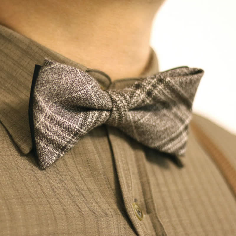 Papillon da uomo in cotone scozzese stile britannico marrone caffè