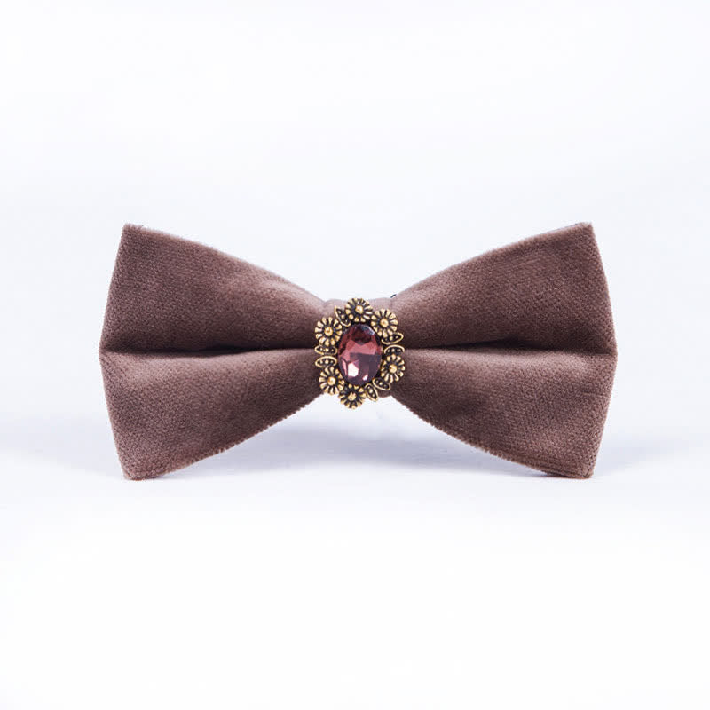Papillon in velluto con cristalli artificiali e girasole da uomo