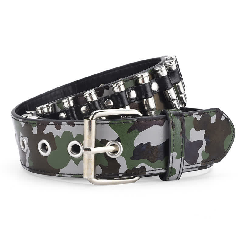 Cintura in pelle con rivetti a competizione Camouflage Rock Wild