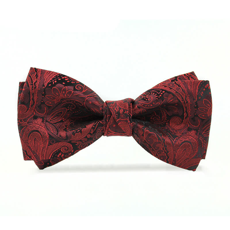 Papillon elegante da uomo in stile britannico con motivo Paisley bordeaux
