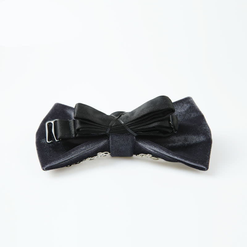 Papillon da uomo in velluto grigio metallizzato con motivo Sunburst argentato