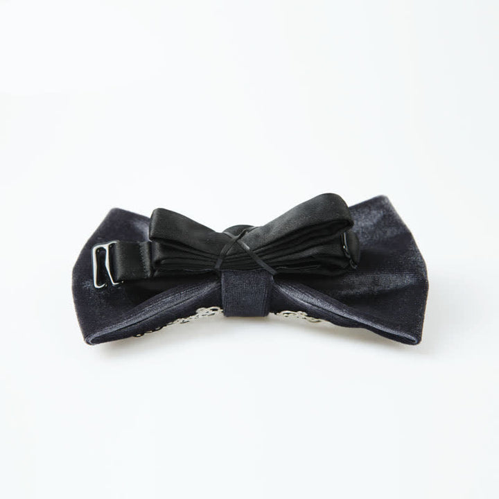 Papillon da uomo in velluto grigio metallizzato con motivo Sunburst argentato