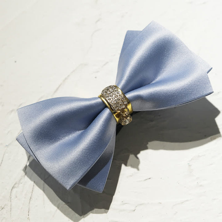 Papillon da uomo con decoro in oro e strass blu foschia