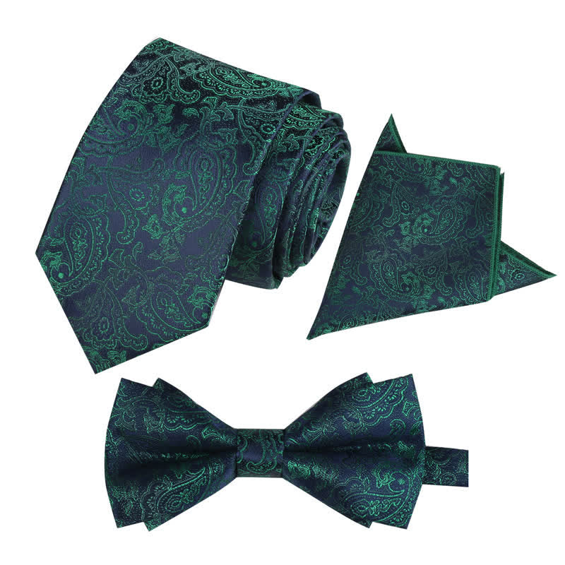 Set di 3 cravatte e papillon con motivo paisley fantasy da uomo