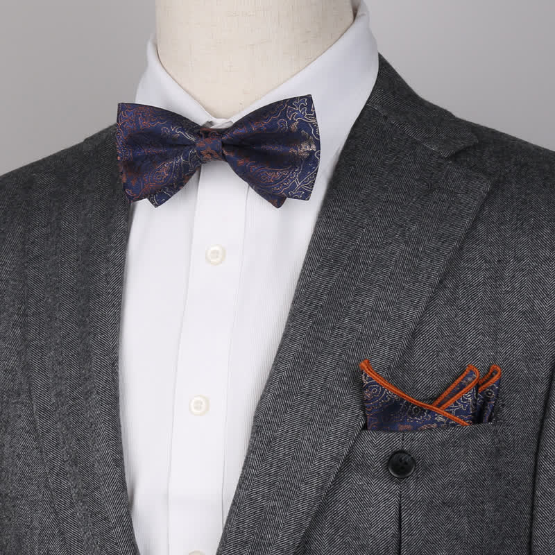 Set di 3 cravatte e papillon con motivo paisley fantasy da uomo