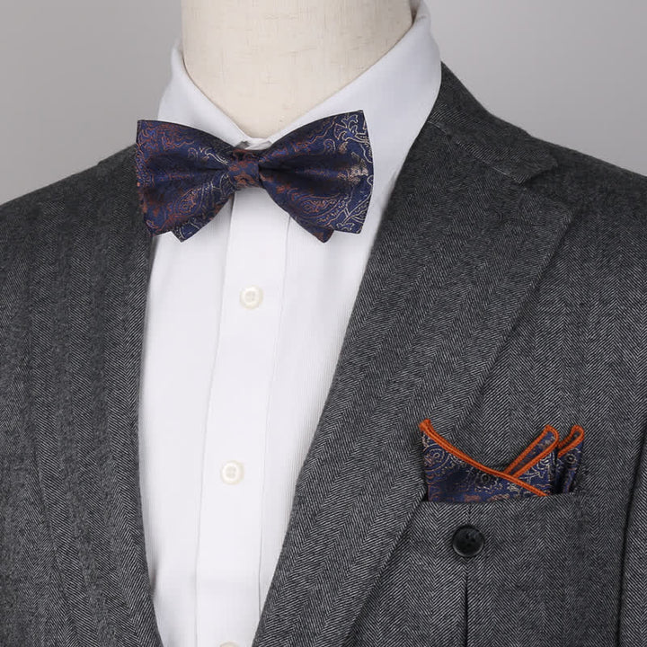 Set di 3 cravatte e papillon con motivo paisley fantasy da uomo