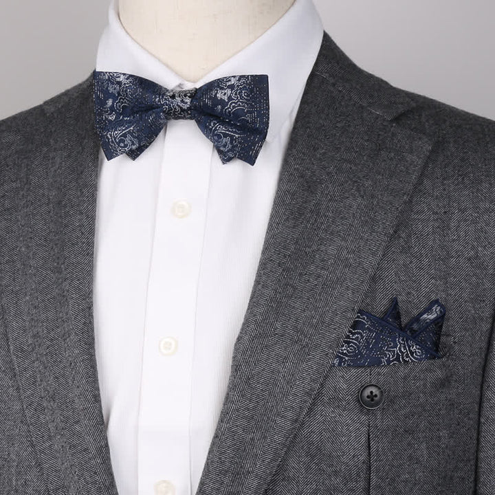 Set di 3 cravatte e papillon con motivo paisley fantasy da uomo