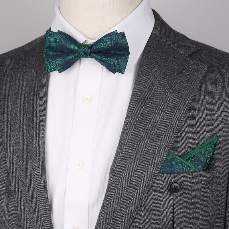 Set di 3 cravatte e papillon con motivo paisley fantasy da uomo