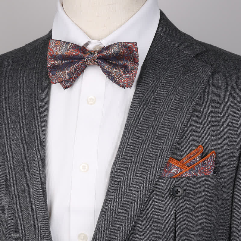 Set di 3 cravatte e papillon con motivo paisley fantasy da uomo