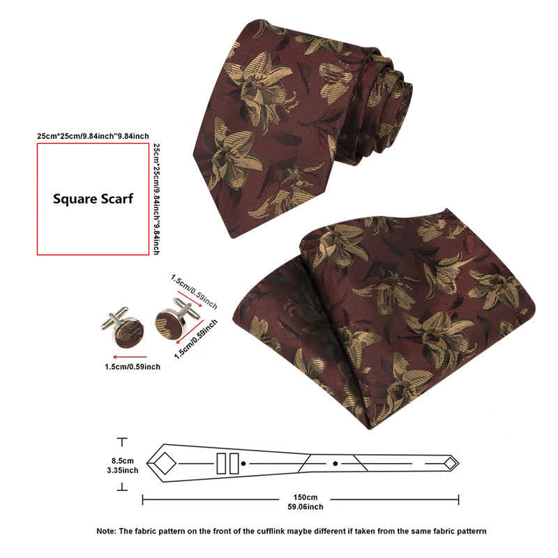 Set di 3 cravatte da uomo con motivo floreale grazioso e squisito