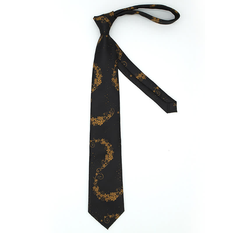 Set di 3 cravatte da uomo con ricamo Paisley squisito in oro e nero