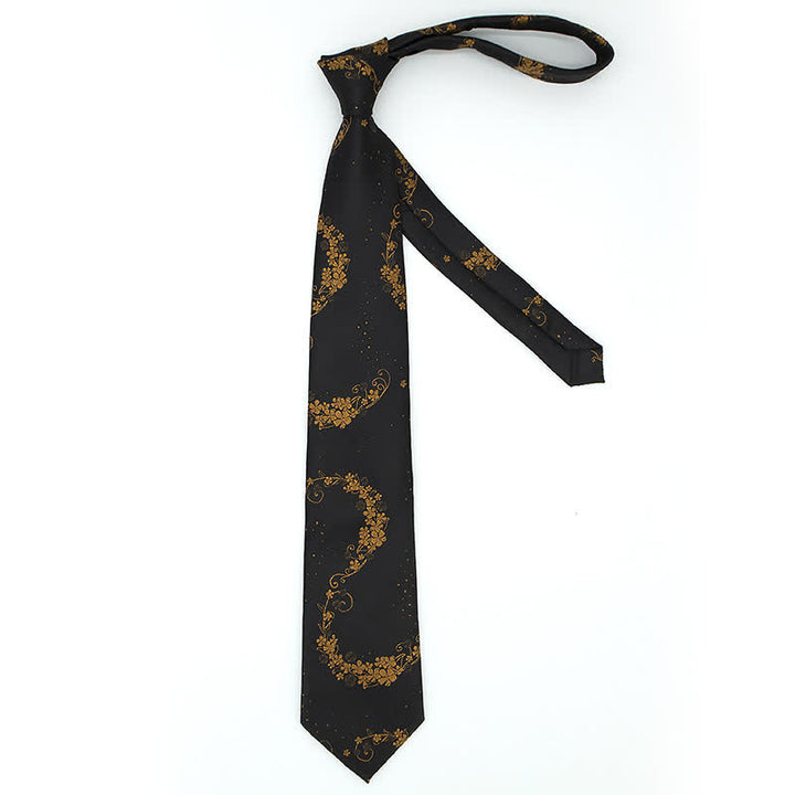 Set di 3 cravatte da uomo con ricamo Paisley squisito in oro e nero