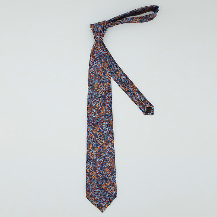 Set di 3 cravatte da uomo con motivo Paisley blu e arancione