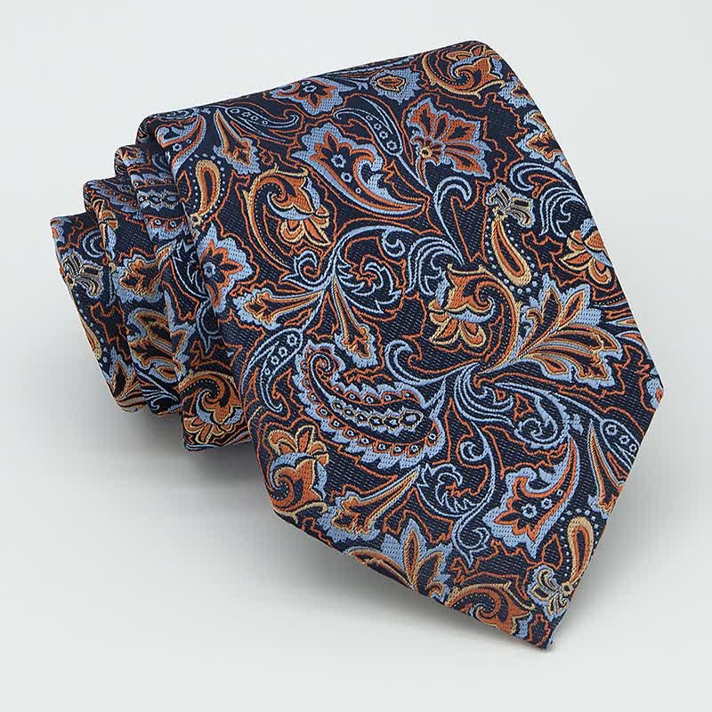 Set di 3 cravatte da uomo con motivo Paisley blu e arancione
