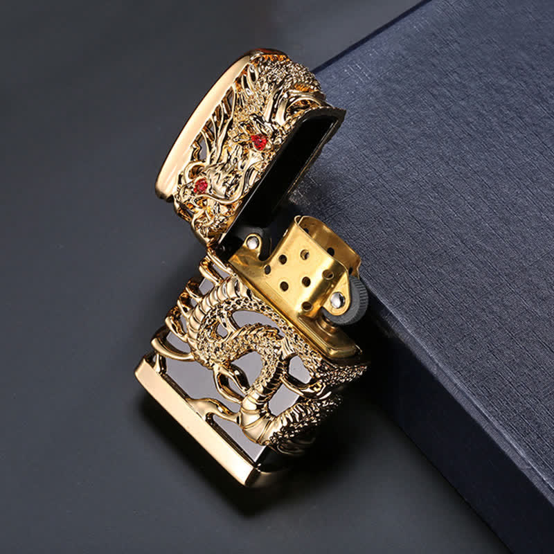 Accendino a cherosene ricaricabile Carving Domineering Dragon