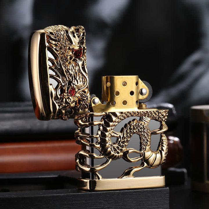 Accendino a cherosene ricaricabile Carving Domineering Dragon