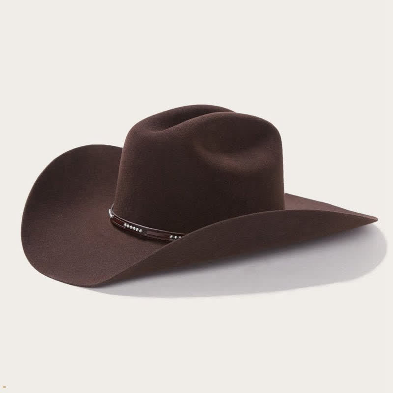 Cappello da cowboy a tesa larga semplice color caffè