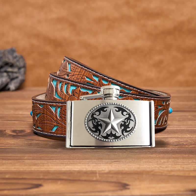 Cintura in pelle fai da te da 3oz Western Star da uomo con fiaschetta nascosta