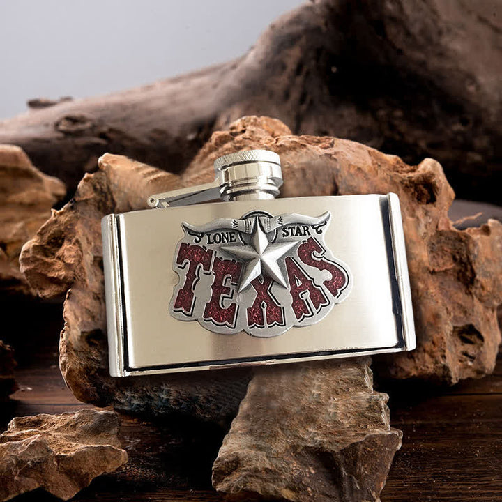 Cintura in pelle fai da te da 3oz Texas Star da uomo con fiaschetta nascosta