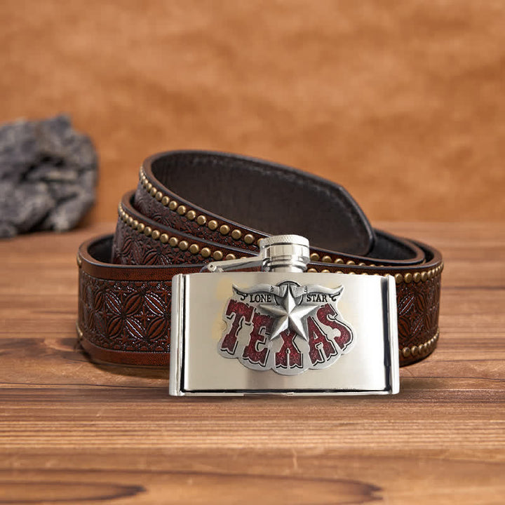 Cintura in pelle fai da te da 3oz Texas Star da uomo con fiaschetta nascosta
