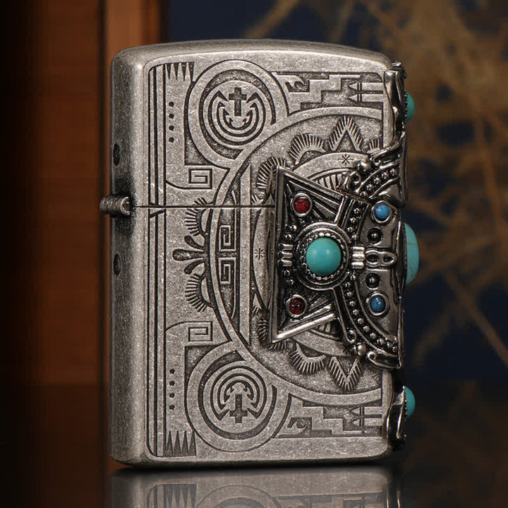 Accendino a cherosene ricaricabile Indian Feather Blue Turquoise