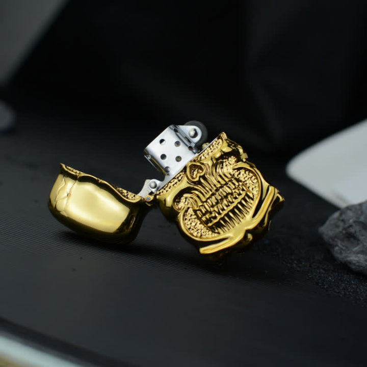 Accendino a cherosene ricaricabile con teschio armatura retrò resistente