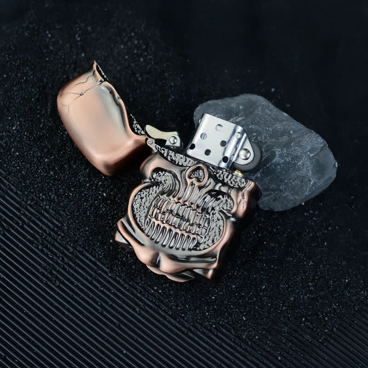 Accendino a cherosene ricaricabile con teschio armatura retrò resistente