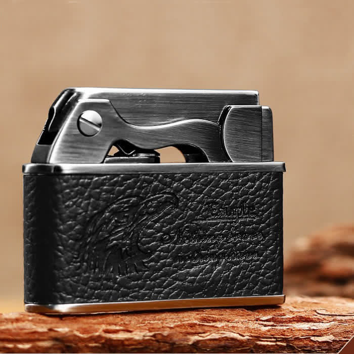 Accendino a cherosene ricaricabile in pelle con motivo aquila retrò