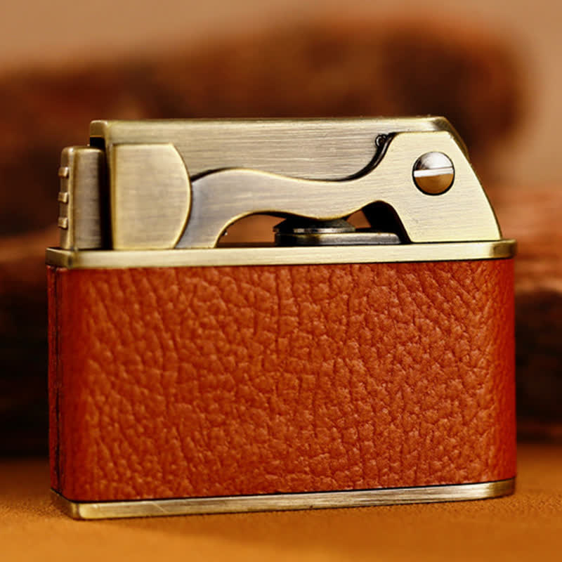 Accendino a cherosene ricaricabile in pelle con motivo aquila retrò