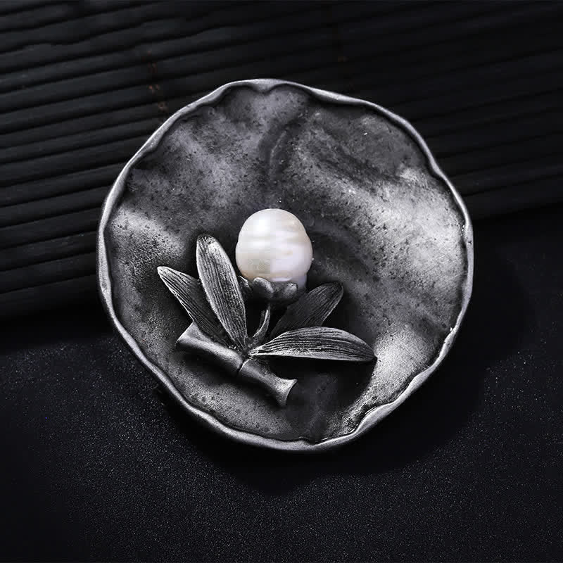 Spilla decorativa in perle di bambù rotonde retrò da donna