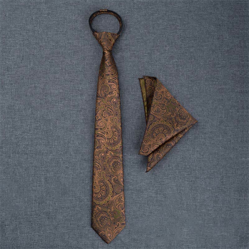 5 pezzi papillon Paisley marrone scuro e nero da uomo in scatola regalo