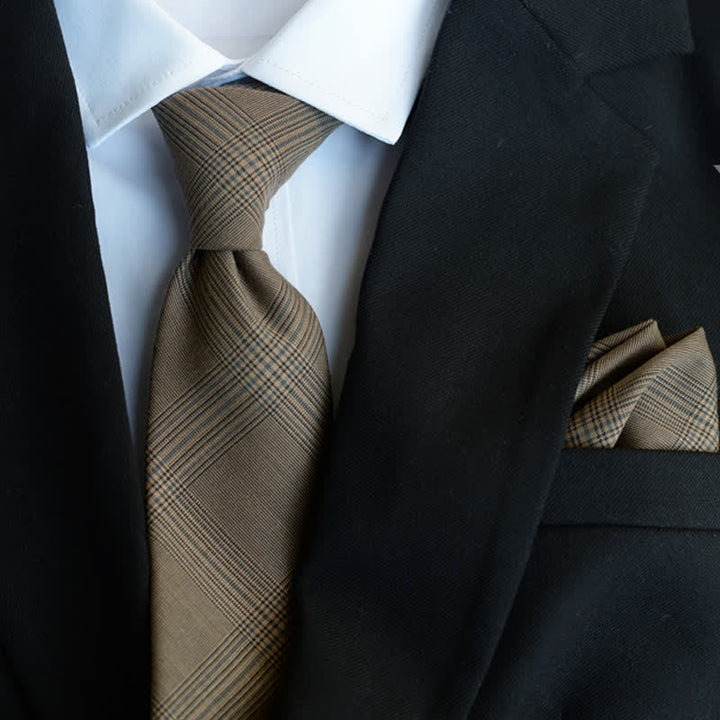 5 pezzi papillon vintage da uomo in stile caffè marrone a quadri, confezione regalo