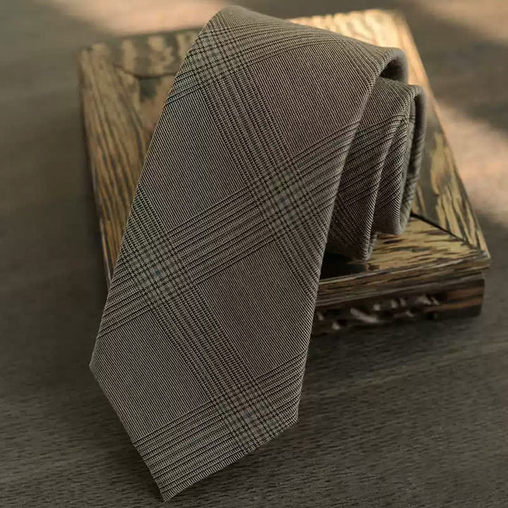 5 pezzi papillon vintage da uomo in stile caffè marrone a quadri, confezione regalo