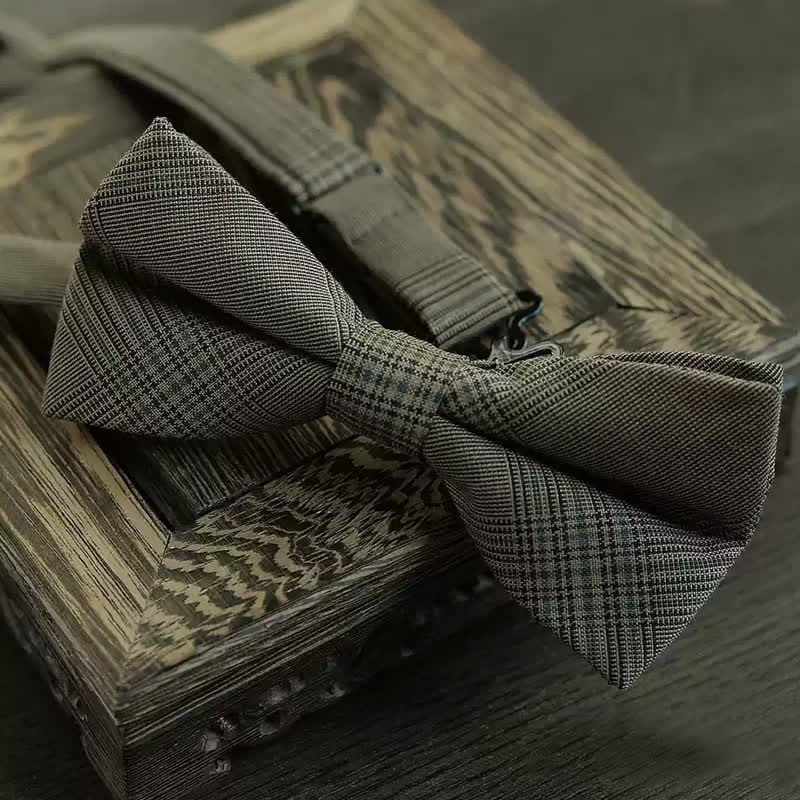 5 pezzi papillon vintage da uomo in stile caffè marrone a quadri, confezione regalo